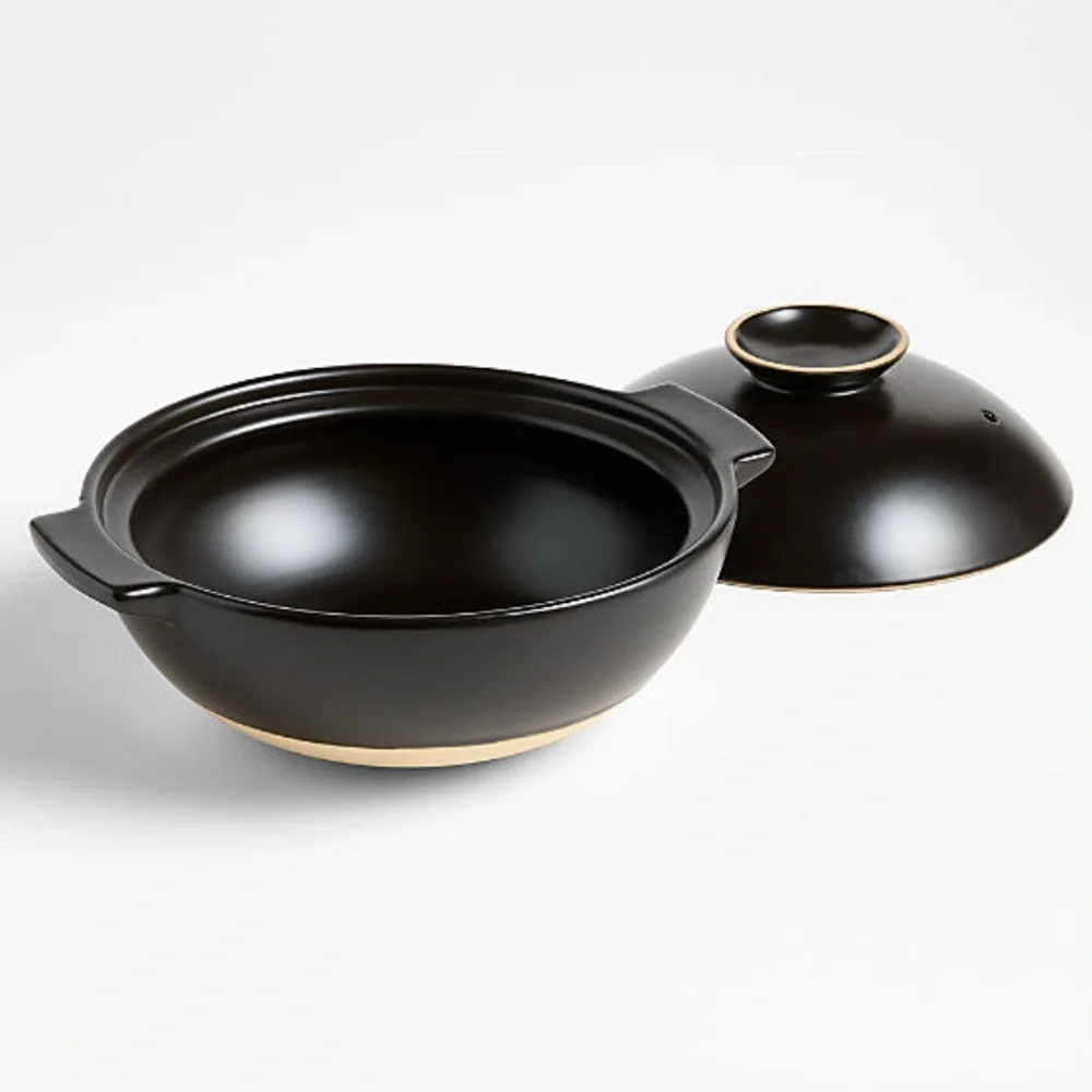 New! EXCLUSIVE CRATE&BARREL Limited Edition Hand-glazed Donabe Clay Pot in Black